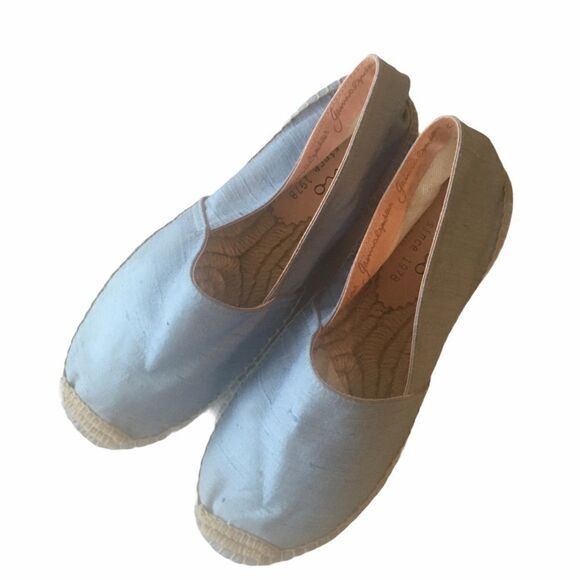 GAIMO Flat Slip-On Espadrilles Sandals Shoes Light Blue Satin Spain 8 - Picture 1 of 9